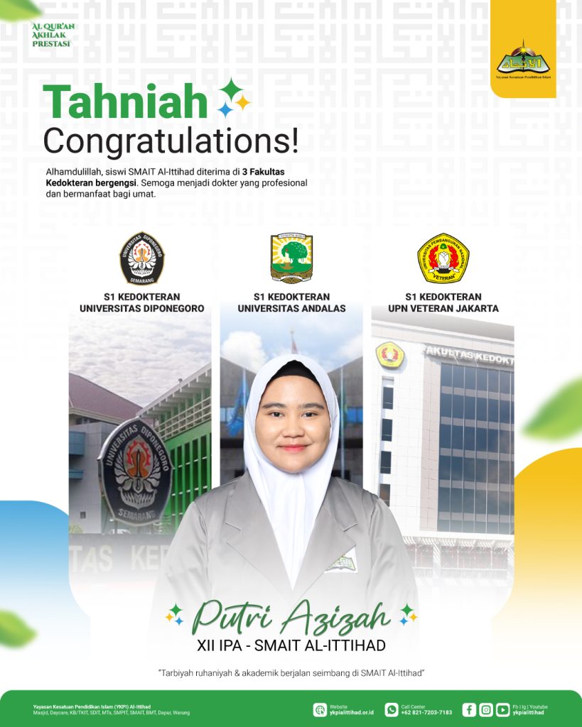 Siswi SMAIT Al-Ittihad Diterima di Tiga Fakultas Kedokteran Ternama Tahun 2025