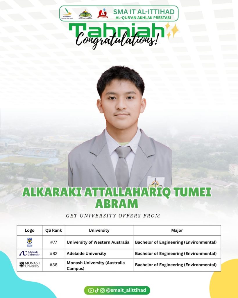 Membanggakan! Siswa SMA IT Al-Ittihad Raih Belasan Tawaran dari Universitas Top Dunia
